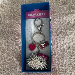 Hello Kitty Silver and Pink Rhinestone Keychain